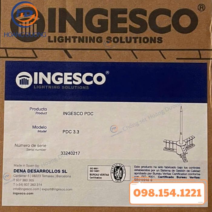 kim thu sét ingesco pdc 3.3 (2) kim thu sét ingesco pdc 3.3